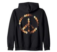 Peace Sign Coffee Bean Iced Coffee Lover Hippie Retro 60s Zip Hoodie