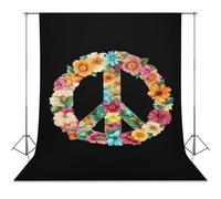 Peace Sign Colorful Flowers Classic Photography Backdrops Photoshoot Backdrop Background Easter Halloween Birthday Party