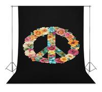 Peace Sign Colorful Flowers Classic Photography Backdrops Photoshoot Backdrop Background Easter Halloween Birthday Party