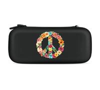 Peace Sign Colorful Flowers Printed Slim Carrying Case for Switch Hard Portable Protective Cover for Game Card