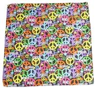 Peace Sign Cotton Bandana, 53 x 53 cm, Multiple Designs and Colours, Head Scarf (Peace Word and Signs)
