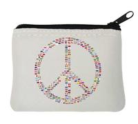 Peace Sign County Flags Neoprene Coin Purse Pouch 10x11cm White