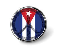 Peace Sign Cuba Flag Round Brooch Pin Badge Lapel Tie Pin for Women Men Office Worker Teacher Decor