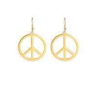 Peace Sign Dangle Earrings for Women Stainless Steel Hippie Style Peace Geometric Earring Jewelry Accessories for 60s or 70s (gold)