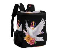 Peace Sign Dove White Pigeon Flowers Cooler Backpack Insulated Ice Chest Bag Lunch Box Rucksack for Men Women