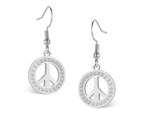 Peace Sign Earrings Stainless Steel Earth Accessories Dangle Earring Hippie Accessories for 60s or 70s Party Jewelry Set for Women Men (Silver Earrings)