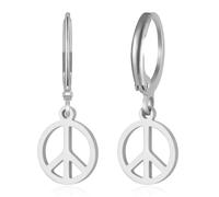 Peace Sign Earrings Stainless Steel Earth Accessories Dangle Earring Hippie Accessories for 60s or 70s Party Jewelry Set for Women Men (silver hoop earrings)