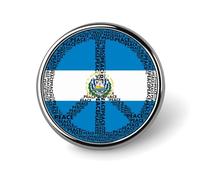Peace Sign El Salvador Flag Round Brooch Pin Badge Lapel Tie Pin for Women Men Office Worker Teacher Decor