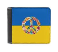 Peace Sign Flag of Ukraine Casual Leather Wallet for Men Classic Lightweight Credit Card Coin Purse