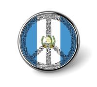 Peace Sign Guatemala Flag Round Brooch Pin Badge Lapel Tie Pin for Women Men Office Worker Teacher Decor