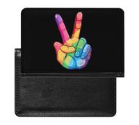 Peace Sign Hand Gay LGBT Prideful Passport Wallet Cute Passport Case with Card Slot Travel Passport Holder Cover