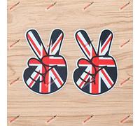 Peace Sign Hand UK British Flag Union Jack Vinyl Decal Sticker - 2 Pack Reflective, 10.2cm - for Car Boat Laptop Cup 06080