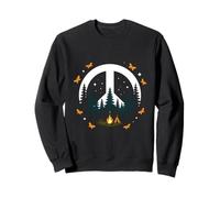 Peace Sign Hippie Forest Night Camping Nature Campfire Sweatshirt