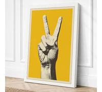 Peace Sign in Grayscale Canvas Wall Art Print 36x24 Inch (91 x 61 cm)