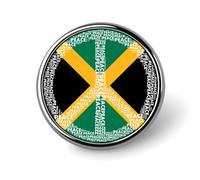 Peace Sign Jamaica Flag Round Brooch Pin Badge Lapel Tie Pin for Women Men Office Worker Teacher Decor