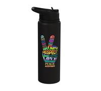 Peace Sign Language Hippies 70s Respect Unity Love Hope Stainless Steel Insulated Water Bottle