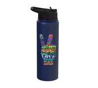 Peace Sign Language Hippies 70s Respect Unity Love Hope Stainless Steel Insulated Water Bottle