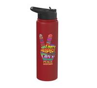 Peace Sign Language Hippies 70s Respect Unity Love Hope Stainless Steel Insulated Water Bottle