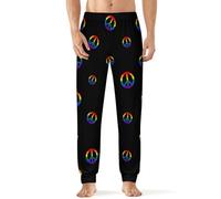 Peace Sign LGBT Rainbow Flag Men's Pajama Pants Lightweight Pjs Bottoms Lounge Pants Sleepwear Soft