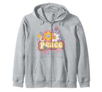 Peace Sign Love 60s 70s Costume Groovy Hippie Theme Party Zip Hoodie