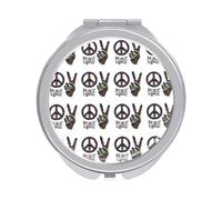 Peace Sign Love Finger Folding Make Up Mirror, Compact 2X/1X Magnification Mirror, Women Portable Travel Makeup Mirror 2.4 x 2.4 inch
