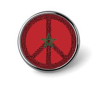 Peace Sign Morocco Flag Round Brooch Pin Badge Lapel Tie Pin for Women Men Office Worker Teacher Decor