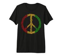 Peace Sign Music Notes Jamaica Rasta Reggae Premium T-Shirt