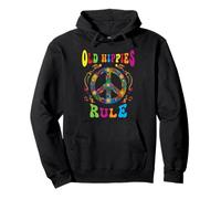 Peace Sign Old Hippies Rule Tie Dye Retro 60s 70s Vintage Pullover Hoodie