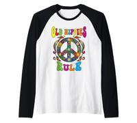 Peace Sign Old Hippies Rule Tie Dye Retro 60s 70s Vintage Raglan Baseball Tee