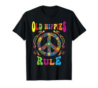 Peace Sign Old Hippies Rule Tie Dye Retro 60s 70s Vintage T-Shirt