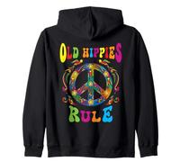 Peace Sign Old Hippies Rule Tie Dye Retro 60s 70s Vintage Zip Hoodie
