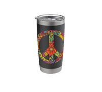 Peace Sign Psychedelic Floral Fill Stainless Steel Insulated Tumbler