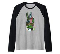 Peace Sign Retro Hippie Symbol 60s 70s Groovy Boho Vibes Raglan Baseball Tee