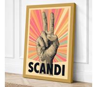 Peace Sign Scandi Retro Canvas Wall Art Print 24x16 Inch (61 x 41 cm)