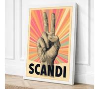 Peace Sign Scandi Retro Canvas Wall Art Print 36x24 Inch (91 x 61 cm)