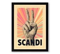 Peace Sign Scandi Retro Framed Wall Art Print A3 (42×29.7cm) Black, Wall Decor for Living Room, Bedroom, Office & Home, Ready to Hang, Art Gift