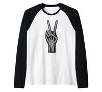 Peace Sign Skeleton Hand Funny Radiology Tech Raglan Baseball Tee