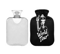 Peace Sign Skull hot Bottle Water Bag with Soft Cover 2L hot Compress Bag for Neck and Shoulder Pain Relief Pain Relief Bolsa de calor para Dolor Menstrual