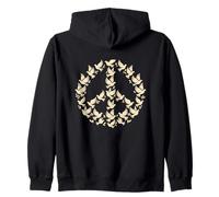 Peace Sign Symbol Flying Doves Olive Branch Unity Harmony Zip Hoodie