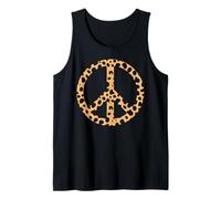 Peace Sign Symbol Graphic Cheetah Animal Skin Print Pattern Tank Top