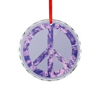 Peace Sign Symbol Psychedelic Tie-dye Style Crystal Glass Hanging Ornaments for Christmas Tree Decor