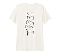 Peace Sign Two Fingers Hand Gesture Symbol Illustration Premium T-Shirt