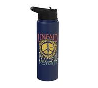 Peace Sign Unpaid Peaceful Protester Funny Political Protest Stainless Steel Insulated Water Bottle