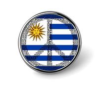 Peace Sign Uruguay Flag Round Brooch Pin Badge Lapel Tie Pin for Women Men Office Worker Teacher Decor