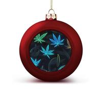 Peace Sign Weeds Shiny Christmas Ball Ornaments for Xmas Tree Hanging Balls Holiday Party Decoration 4PCS