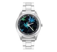 Peace Sign Weeds Trendy Wrist Watches for Men Classic Quartz Stainless Steel Strap Watch