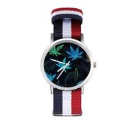Peace Sign Weeds Trendy Wrist Watches for Unisex Classic Casual Braided Strap Quartz Watch