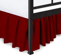 Peace Sleep Bedding - Ruffled Bed Skirt with Split Corners, Burgundy, Queen 16 Inch Drop Bedskirt, Hotel Quality Brushed Microfiber Wrinkle Free Dust Ruffle Bed Skirt Queen Size