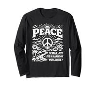 Peace Spread Love Live in Harmony Worldwide Retro Nature Long Sleeve T-Shirt