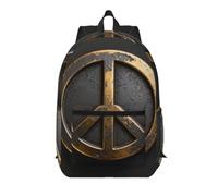 Peace Symbol Badge 17 Inch Backpack-Lightweight Travel Daypack with Pockets